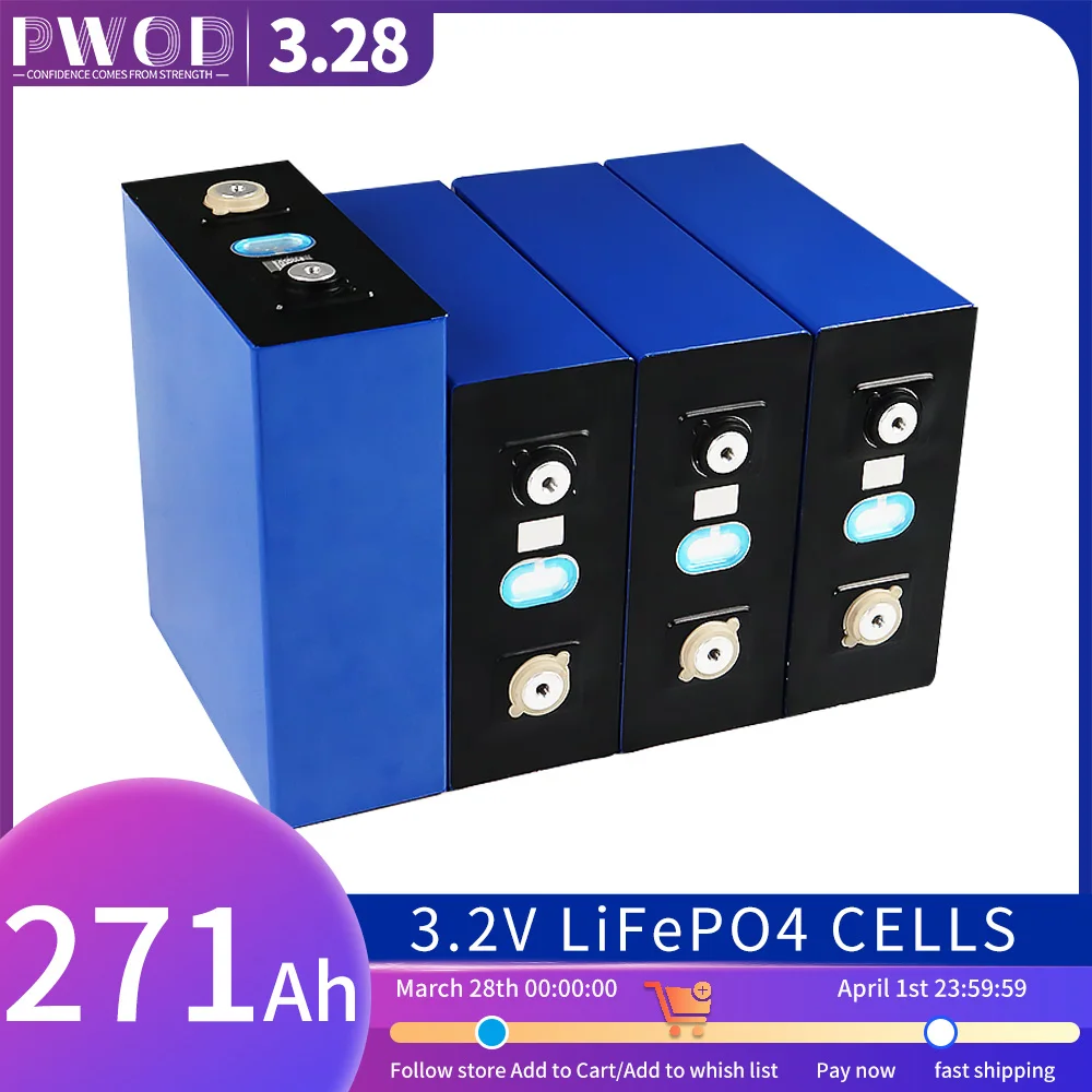 NEW 271AH 3.2V 16PCS Lifepo4 Grade A Solar Cell DIY Lithium Iron Phosphate Battery For RV Electric Bus Golf Cart
NEW 271AH 3.2V 16PCS Lifepo4 Grade A Solar Cell DIY Lithium Iron Phosphate Battery For RV Electric Bus Golf Cart