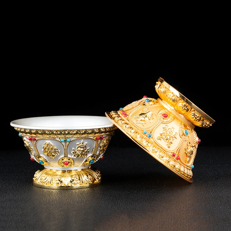 Buddha Front Water Supply Cup Tibetan Eight Auspicious Bowls With Gilt Inlaid Gem Alloy Holy Water Decoration Buddhist Utensils
Buddha Front Water Supply Cup Tibetan Eight Auspicious Bowls With Gilt Inlaid Gem Alloy Holy Water Decoration Buddhist Utensils