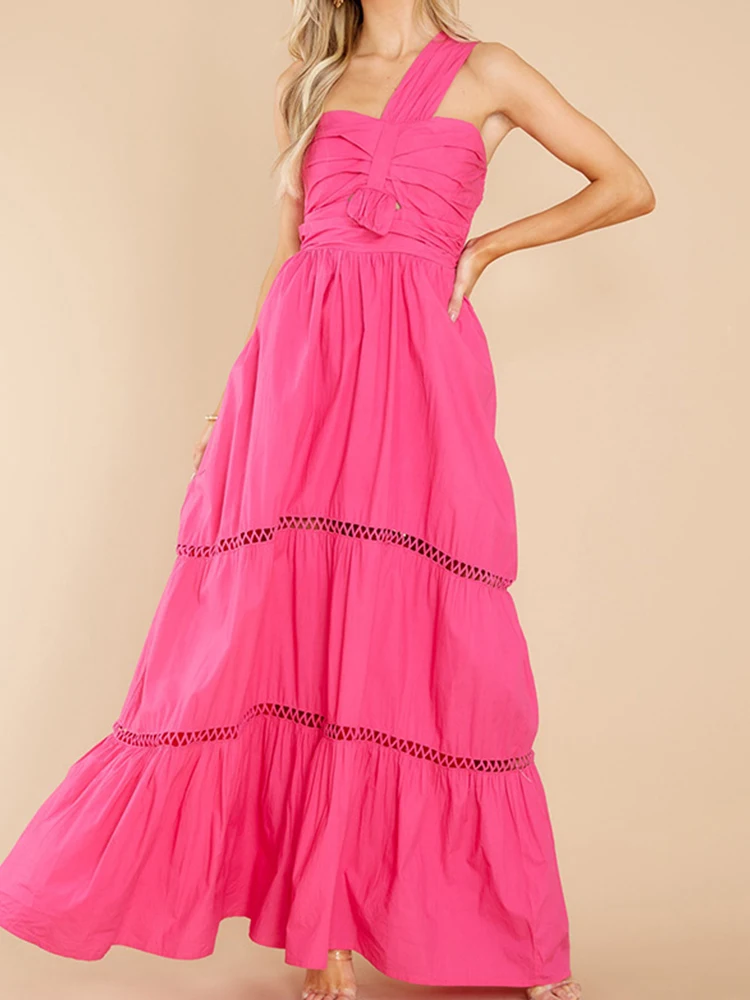 Summer Sexy Chic Hollow One Shoulder Backless Party Dress Ladies Fashion Sleeveless Off Shoulder Big Hem Long Dress Solid Dress
Summer Sexy Chic Hollow One Shoulder Backless Party Dress Ladies Fashion Sleeveless Off Shoulder Big Hem Long Dress Solid Dress