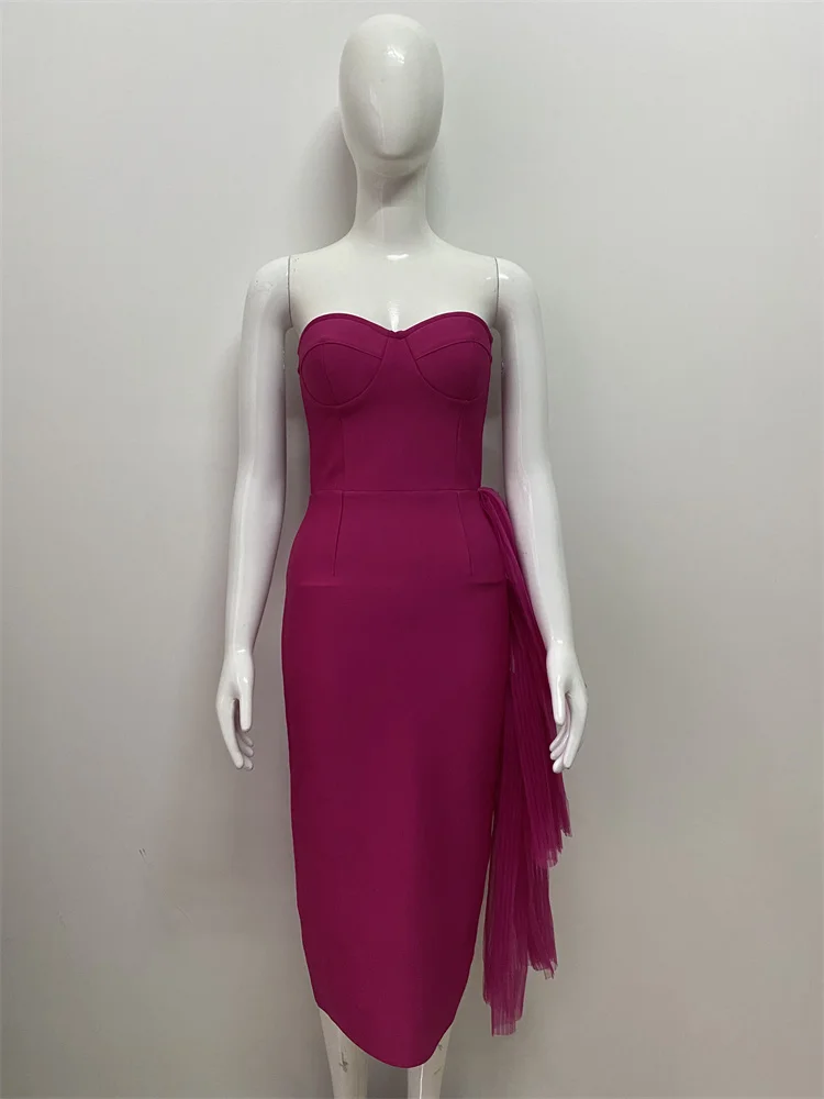 Top Quality 2022 Summer Pink Color Women Fashion's Sexy Strapless Kneel-length Dress Celebrate Evening Party Dress Rayon Bandge
Top Quality 2022 Summer Pink Color Women Fashion's Sexy Strapless Kneel-length Dress Celebrate Evening Party Dress Rayon Bandge