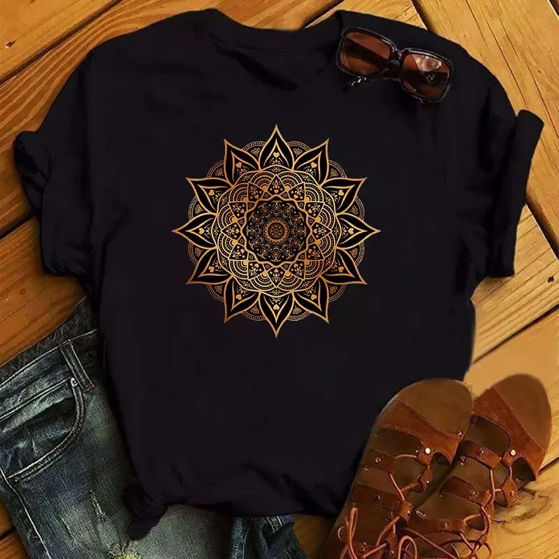 New Mandala Floral Printed T Shirt Women Casual Fashion T-shirt Loose Short Sleeve 90s Girls Aesthetics Black Tshirt Top
New Mandala Floral Printed T Shirt Women Casual Fashion T-shirt Loose Short Sleeve 90s Girls Aesthetics Black Tshirt Top