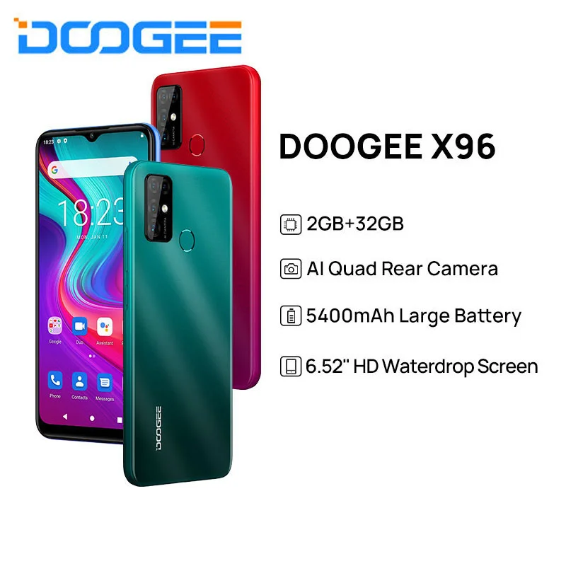 

DOOGEE X96 Cellphones 2GB RAM 32GB ROM Octa Core 13MP Quad Camera Smartphones Celular Mobile Phone Android 11 5400mAh