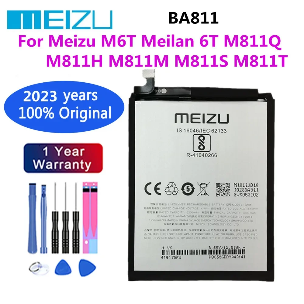 2023 Years 100% Original Battery BA811 For Meizu M6T Meilan 6T M811H M811M M811Q M811S M811T 3300mAh Phone Bateria + Tools
2023 Years 100% Original Battery BA811 For Meizu M6T Meilan 6T M811H M811M M811Q M811S M811T 3300mAh Phone Bateria + Tools