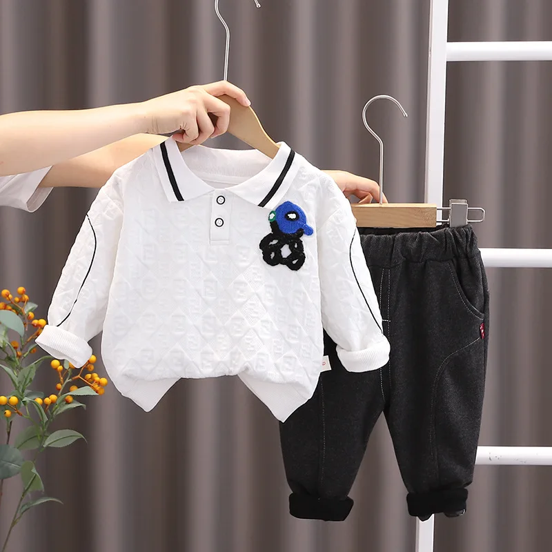 Childrens Autumn Suits for Kids Cartoon Turn-down Collar Long Sleeve T-shirts and Pants Designer Baby Boy Luxury Clothing Set
Childrens Autumn Suits for Kids Cartoon Turn-down Collar Long Sleeve T-shirts and Pants Designer Baby Boy Luxury Clothing Set