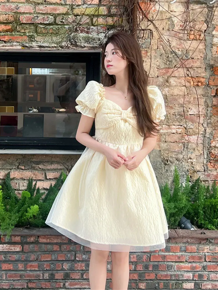 Элегантное платье для женщин, милые летние мини сказочные платья с бантом, женское французское однотонное вечернее платье, женская одежда д... 
Элегантное платье для женщин, милые летние мини сказочные платья с бантом, женское французское однотонное вечернее платье, женская одежда д...