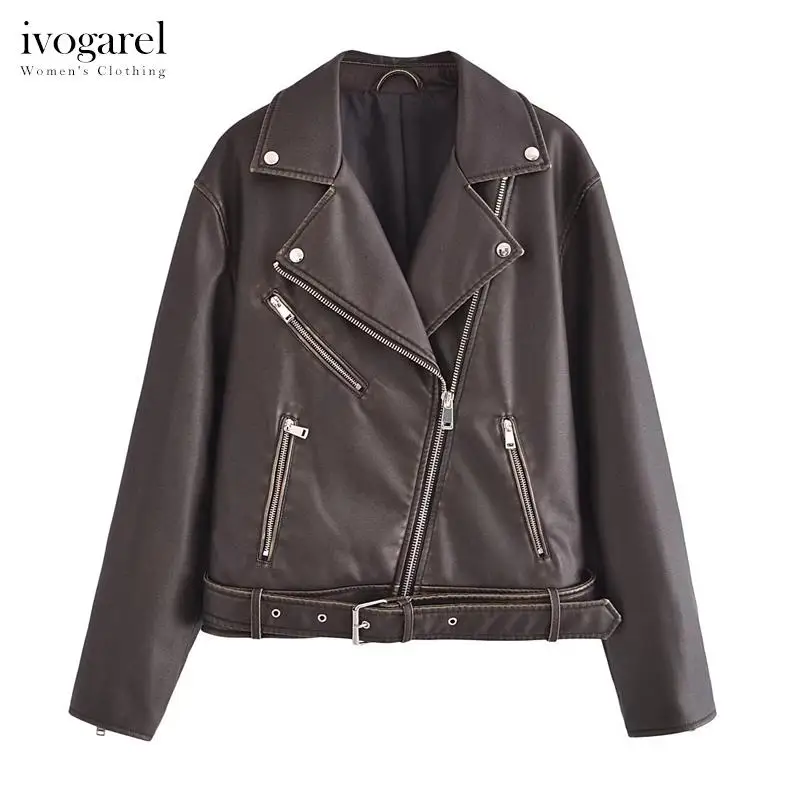 Женская байкерская куртка Ivogarel, куртка из искусственной кожи с эффектом потертости, верхняя одежда, осень-зима
Женская байкерская куртка Ivogarel, куртка из искусственной кожи с эффектом потертости, верхняя одежда, осень-зима
