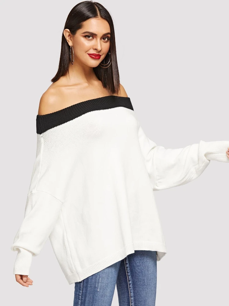 Autumn Female Urban Sexy Backless White Pullovers Women Winter Long Sleeve Solid Color Off Shoulder Tops
Autumn Female Urban Sexy Backless White Pullovers Women Winter Long Sleeve Solid Color Off Shoulder Tops