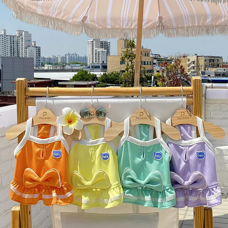 Puppy Bow Suspender Skirt Pet Sports Wind Dress Teddy Cool Summer Clothes Pullover Solid Color Dog Clothes XS-XL 
Puppy Bow Suspender Skirt Pet Sports Wind Dress Teddy Cool Summer Clothes Pullover Solid Color Dog Clothes XS-XL
