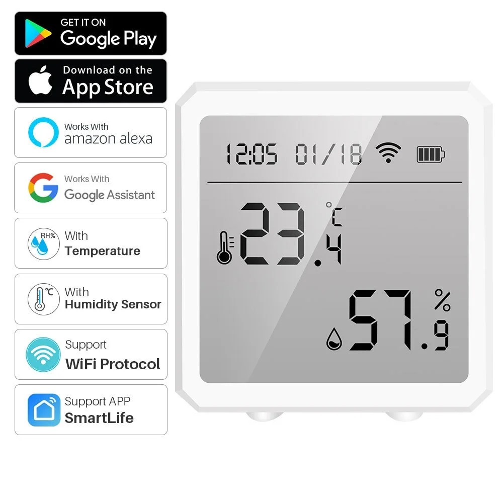 2022. WIFI Temperature Humidity Sensor Indoor Hygrometer Thermometer Detector Smart Life Remote Control Support Alexa Google
2022. WIFI Temperature Humidity Sensor Indoor Hygrometer Thermometer Detector Smart Life Remote Control Support Alexa Google
