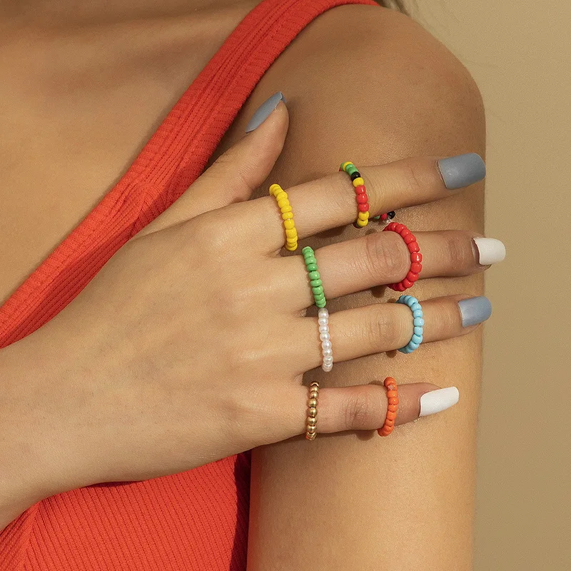 Fashion Colorful Resin Acrylic Beaded Ring Set for Women Bohemian Cute Elastic Handmade Geometric Round Pearl Rings Y2k Jewelry
Fashion Colorful Resin Acrylic Beaded Ring Set for Women Bohemian Cute Elastic Handmade Geometric Round Pearl Rings Y2k Jewelry