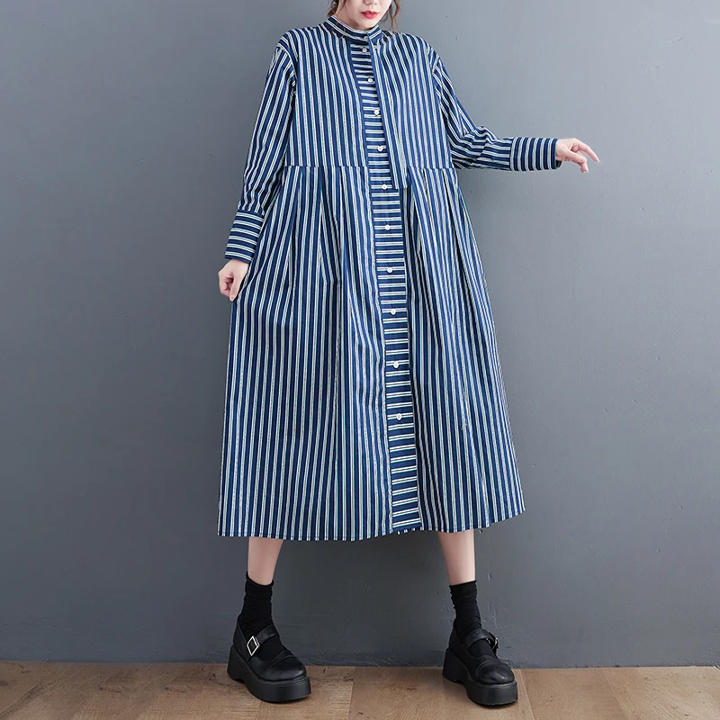 Женское платье-блузка в полоску, повседневное весеннее платье в стиле пэчворк в европейском и американском стиле
Женское платье-блузка в полоску, повседневное весеннее платье в стиле пэчворк в европейском и американском стиле