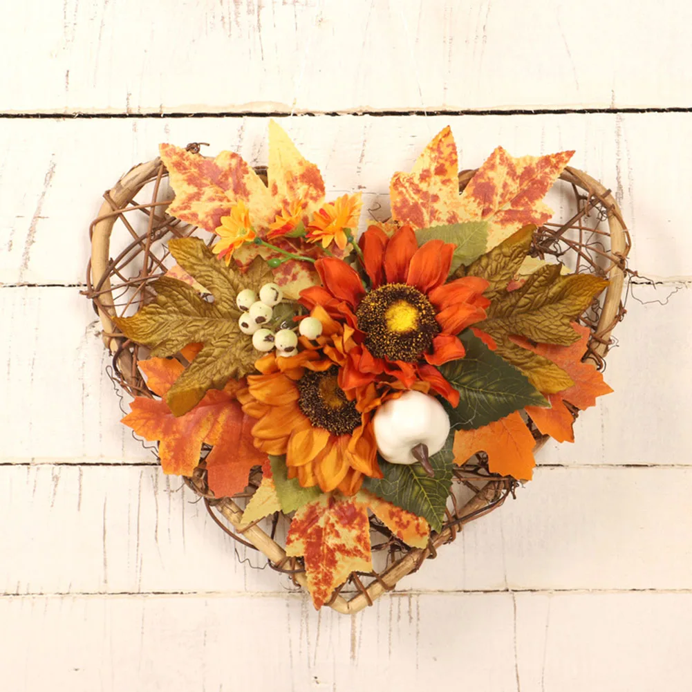 

Подвеска в виде сердца, кленового листа, тыквы, искусственный осенний урожай, кленовый лист, декор для садовой двери на хэллоуин, день благодарения