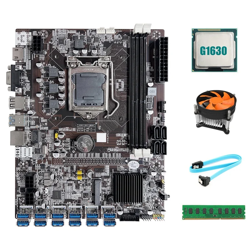 Материнская плата B75 ETH для майнинга 12 PCIE к USB LGA1155 с процессором G1630 + DDR3 4 Гб 1600 МГц ОЗУ + вентилятор ЦП + кабель SATA (черный)
Материнская плата B75 ETH для майнинга 12 PCIE к USB LGA1155 с процессором G1630 + DDR3 4 Гб 1600 МГц ОЗУ + вентилятор ЦП + кабель SATA (черный)