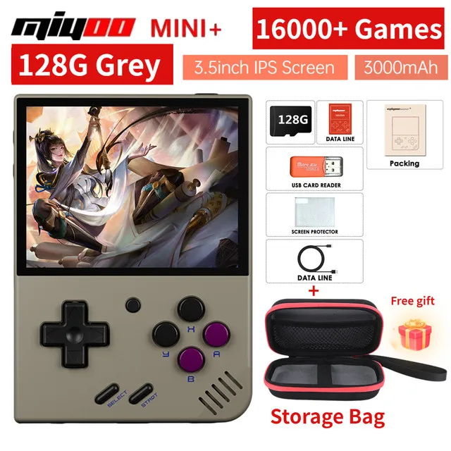 

Miyoo Mini Plus V3 Retro Handheld Game Console 3.5Inch IPS HD Screen WiFi 8000Games Linux System Portable Video Players with Bag