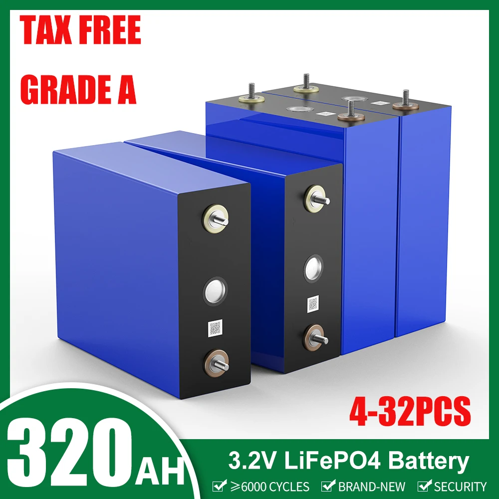 320AH Lifepo4 Battery 3.2V Grade A Rechargeable Lithium Iron Phosphate Battery Pack 12V 24V 48V For RV Car Boat Solar Storage
320AH Lifepo4 Battery 3.2V Grade A Rechargeable Lithium Iron Phosphate Battery Pack 12V 24V 48V For RV Car Boat Solar Storage