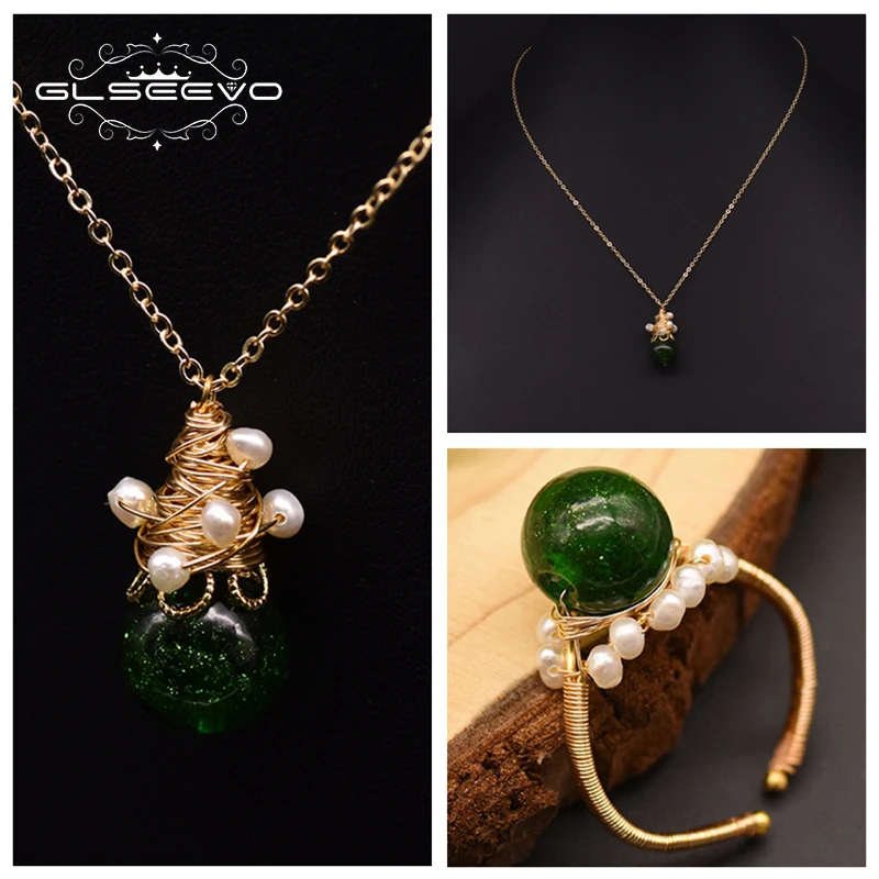 GLEVO Natural Freshwater Pearl Ring Necklace Women Anniversary Gift Fashion Jewelry Green Agate Handmade Fine Jewelry GS0022
GLEVO Natural Freshwater Pearl Ring Necklace Women Anniversary Gift Fashion Jewelry Green Agate Handmade Fine Jewelry GS0022