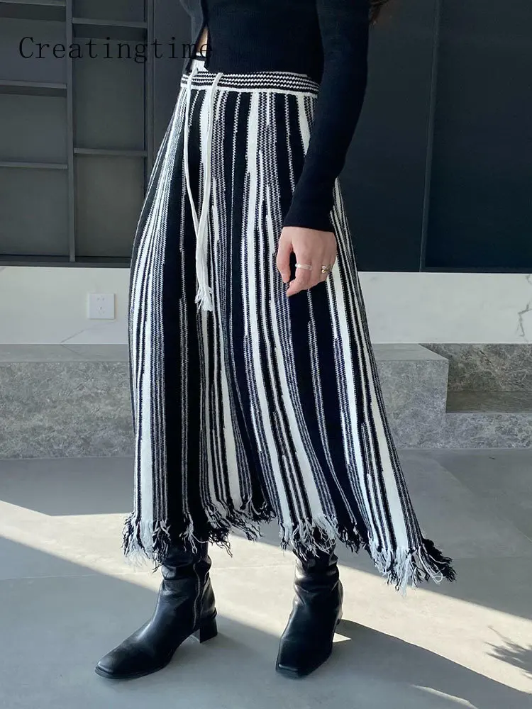 Striped Tassel Long Knitted Skirts Women's Drawstring Waist Contrast Color Fashion Female Clothing 2023 Spring Autumn New 1A518
Striped Tassel Long Knitted Skirts Women's Drawstring Waist Contrast Color Fashion Female Clothing 2023 Spring Autumn New 1A518