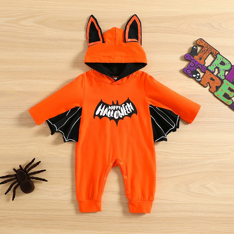 Newest Arrival Baby Halloween Long Romper Ear Decoration Hooded Long Sleeve Letter Pattern Printed Bat Jumpsuits
Newest Arrival Baby Halloween Long Romper Ear Decoration Hooded Long Sleeve Letter Pattern Printed Bat Jumpsuits