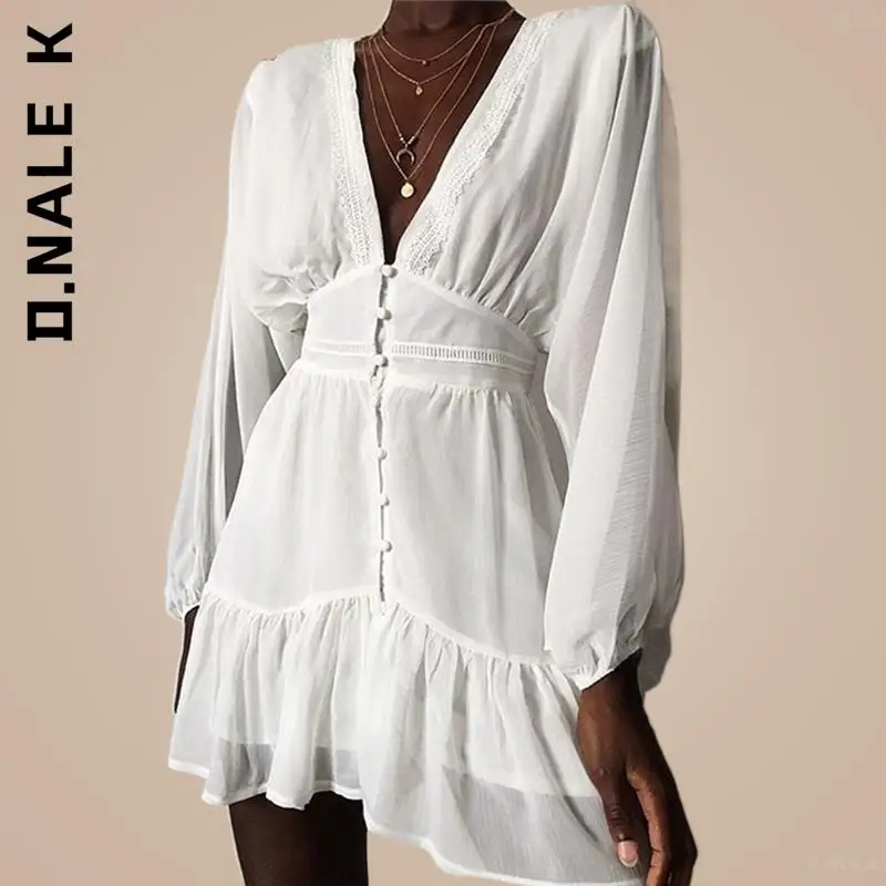 D.Nale K Sexy Lace Long Sleeve Mini Wedding Party Dress Plunge V Neck Women's Summer Dress White Ruffle Elegant Clothes
D.Nale K Sexy Lace Long Sleeve Mini Wedding Party Dress Plunge V Neck Women's Summer Dress White Ruffle Elegant Clothes