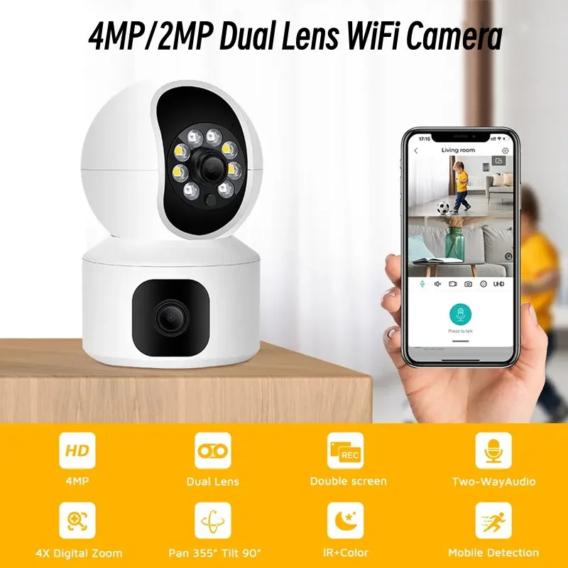 4MP/2MP Wifi Survalance Camera Smart Home Dual Lens CCTV Baby Monitor Night Vision Motion Detection Home Surveillance Comcorder
4MP/2MP Wifi Survalance Camera Smart Home Dual Lens CCTV Baby Monitor Night Vision Motion Detection Home Surveillance Comcorder