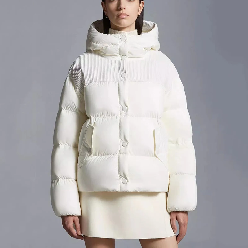 

Женский короткий пуховик, теплая Вельветовая куртка с белым гусиным пухом, корейская мода, y2k, новинка зимы 2023