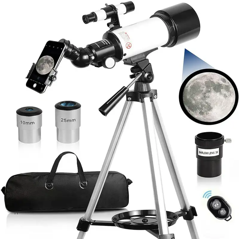 for Kids Beginners Adults, 70mm Astronomy Refractor Telescope with Adjustable Tripod - Perfect Telescope Gift for Kids
for Kids Beginners Adults, 70mm Astronomy Refractor Telescope with Adjustable Tripod - Perfect Telescope Gift for Kids