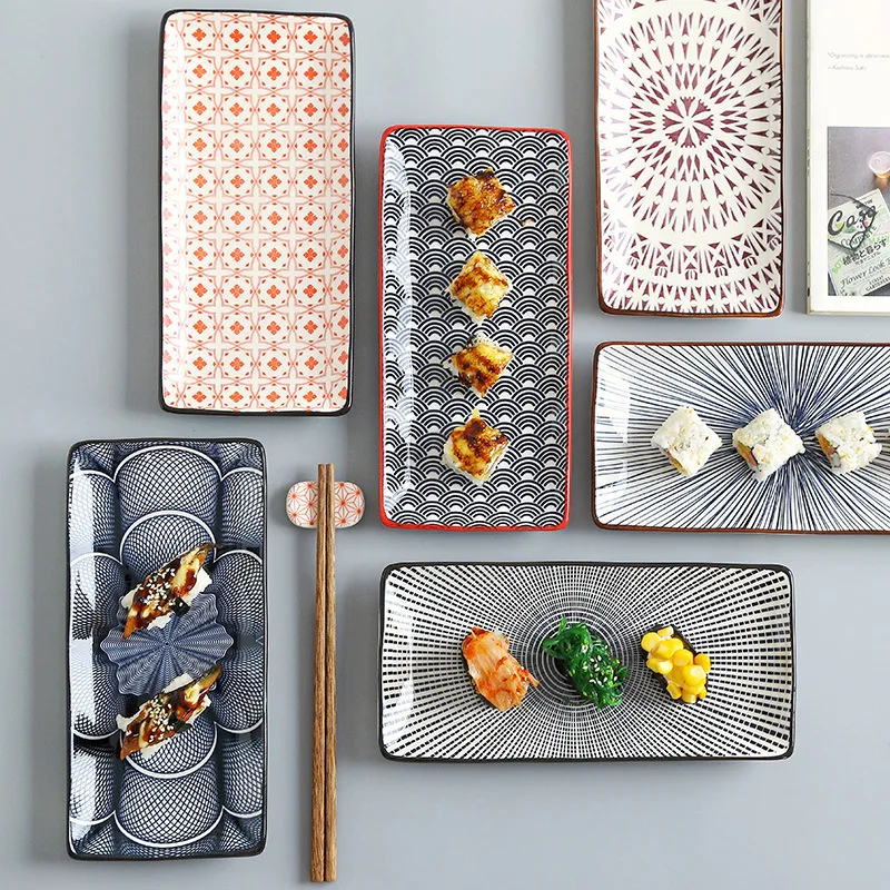 10 Inch Japanese Style Sushi Plate Creative Underglaze Color Rectangular Ceramic Plate Home Restaurant Dishes Dinner Plates
10 Inch Japanese Style Sushi Plate Creative Underglaze Color Rectangular Ceramic Plate Home Restaurant Dishes Dinner Plates