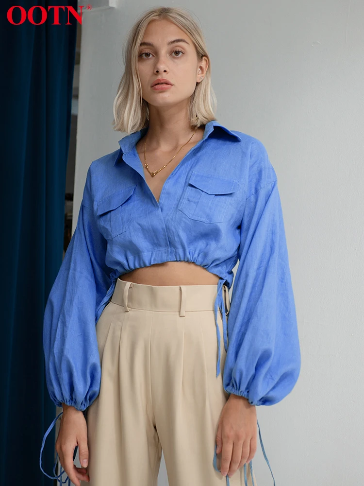 OOTN Cotton Linen Turn-Down Collar Pullover Solid Crop Top Women Lace Up Puff Sleeve Fashion Blouses And Shirts Summer Lady 2022
OOTN Cotton Linen Turn-Down Collar Pullover Solid Crop Top Women Lace Up Puff Sleeve Fashion Blouses And Shirts Summer Lady 2022