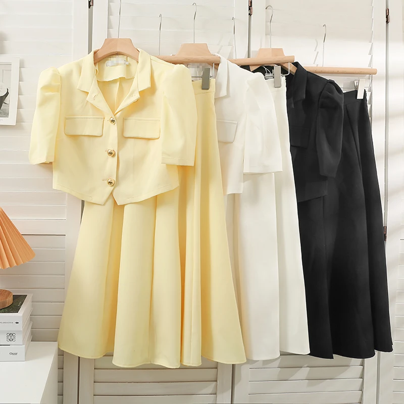 Single-breasted Short Sleeve Shirt Women Puff Crop Tops Casual Summer 2022 High Waist Yellow Pleated Skirts Sets Wild
Single-breasted Short Sleeve Shirt Women Puff Crop Tops Casual Summer 2022 High Waist Yellow Pleated Skirts Sets Wild