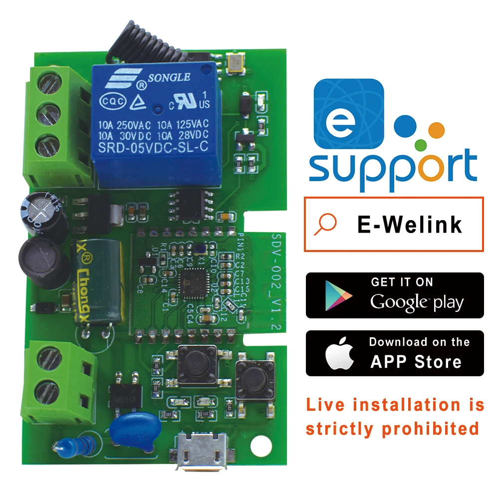 EWeLink 1CH Module Switch AC/DC7-32V AC85-250V USB5V support RF433MHz Receiver Garage Door Switch Alice Alexa Google
EWeLink 1CH Module Switch AC/DC7-32V AC85-250V USB5V support RF433MHz Receiver Garage Door Switch Alice Alexa Google