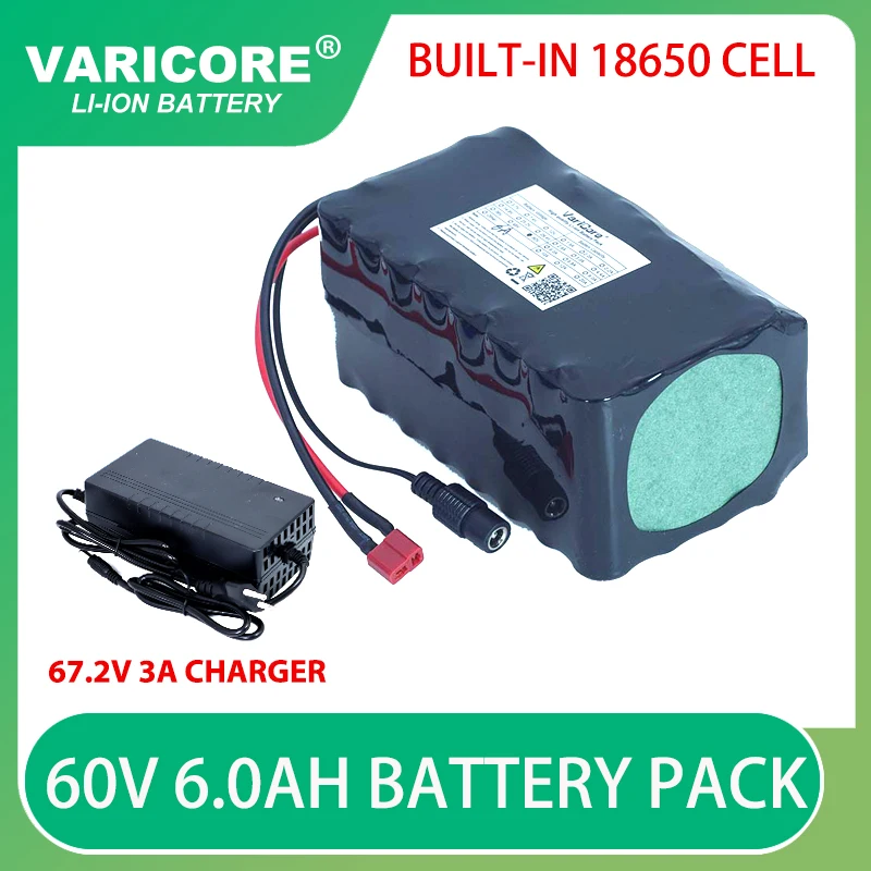 60V 6Ah 16S2P 18650 Li-ion Battery Pack 67.2V 6000mAh Ebike Electric bicycle Scooter with 20A discharge BMS 1000Watt
60V 6Ah 16S2P 18650 Li-ion Battery Pack 67.2V 6000mAh Ebike Electric bicycle Scooter with 20A discharge BMS 1000Watt