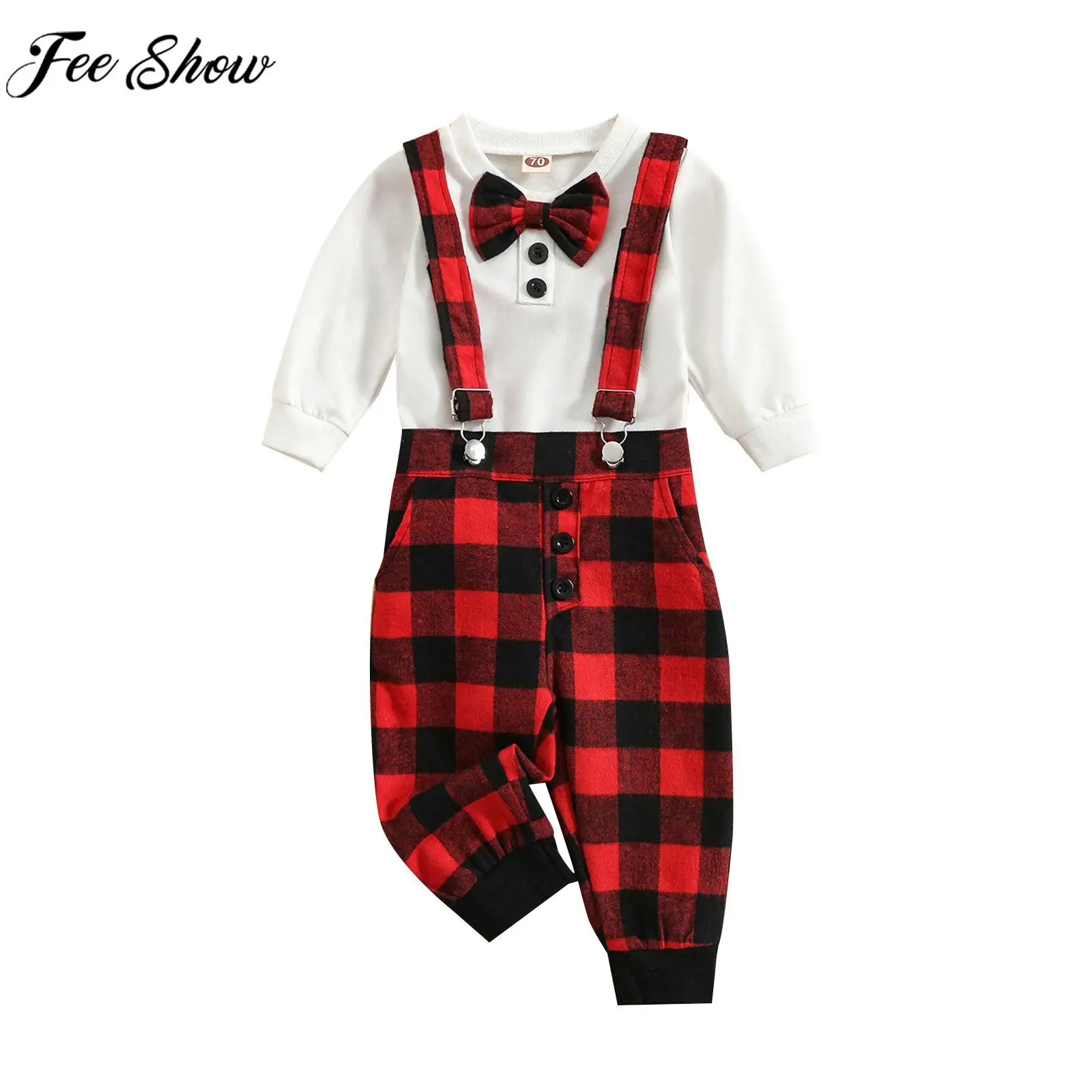 Baby Boys Christmas Gentleman Suit Christening Outfits Long Sleeve Bowtie Top with Suspender Pants for Wedding Birthday Party
Baby Boys Christmas Gentleman Suit Christening Outfits Long Sleeve Bowtie Top with Suspender Pants for Wedding Birthday Party