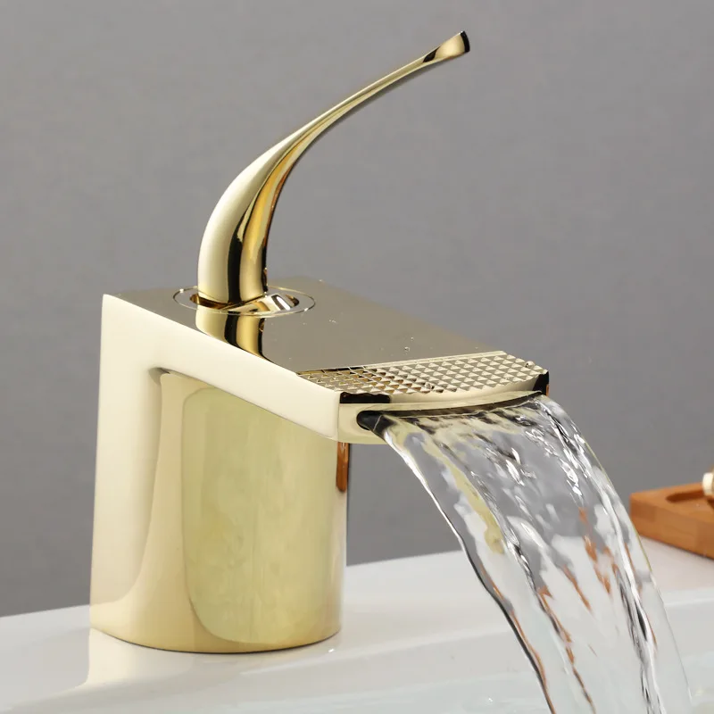 Golden Bathroom Waterfall Faucet Luxury Bathroom Accessories Basin Mixer Tap Hot and Cold Sink Brass Faucets Black Vanity Faucet
Golden Bathroom Waterfall Faucet Luxury Bathroom Accessories Basin Mixer Tap Hot and Cold Sink Brass Faucets Black Vanity Faucet