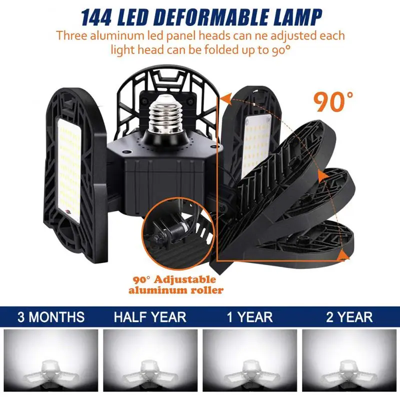 E26 80W Motion Activated Ceiling Light 8000LM AC85-265V LED Deformable Garage Light Lamps High Bay Light For Warehouses Workshop
E26 80W Motion Activated Ceiling Light 8000LM AC85-265V LED Deformable Garage Light Lamps High Bay Light For Warehouses Workshop
