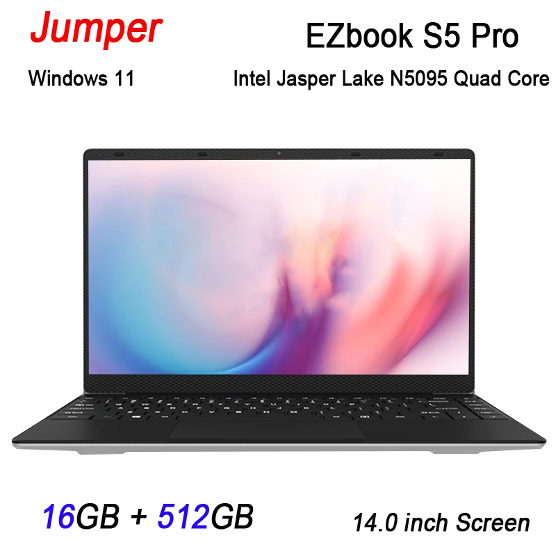 

Jumper EZbook S5 Pro 14 inch Laptop PC 16GB RAM 512GB ROM Windows 11 Intel Jasper Lake N5095 Quad Core 1920x1080 Screen 5000mAh
