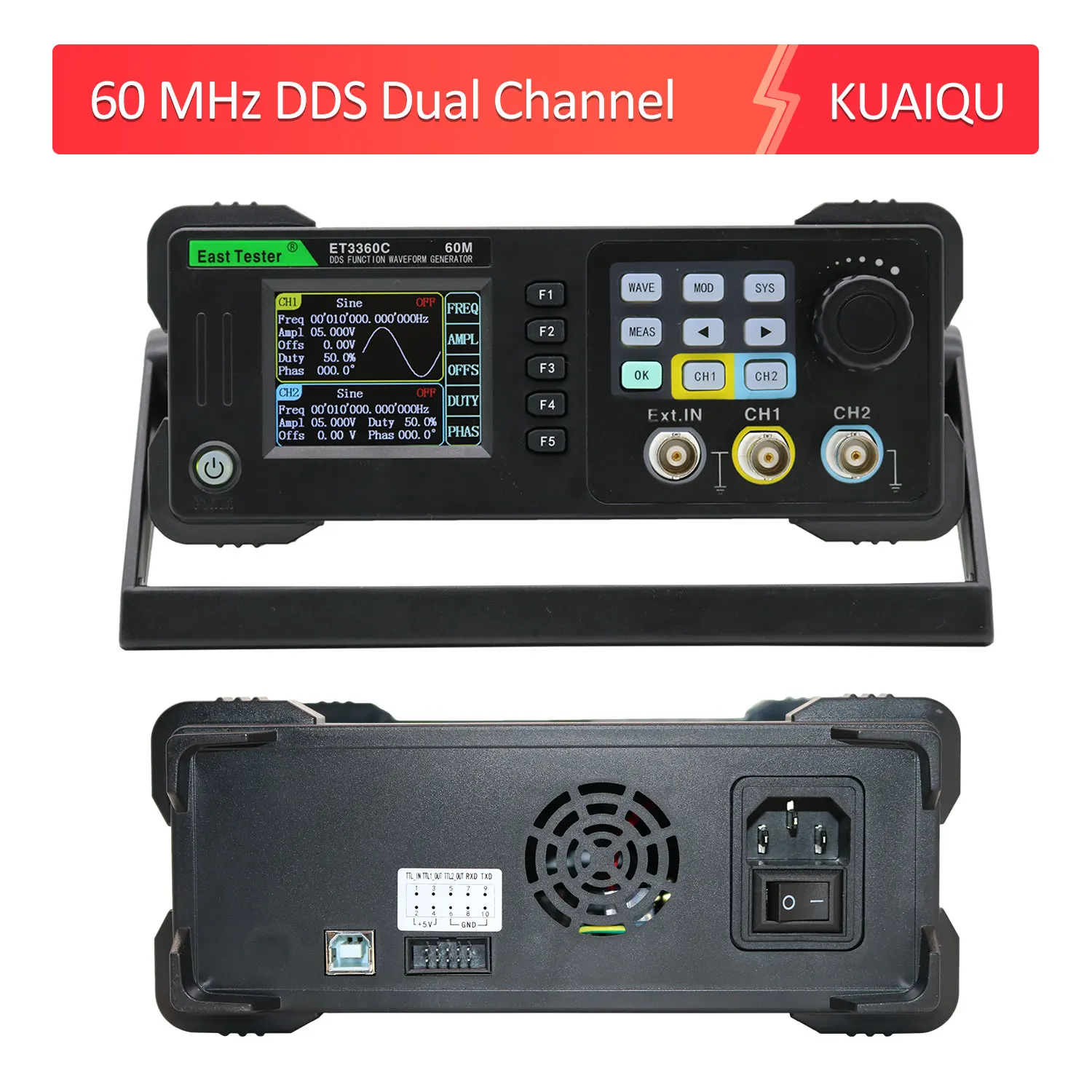 Dual Channel DDS Function Arbitrary Waveform Generator Signal Source 20Mhz 40Mhz 60Mhz Frequency Meter ET3360C ET3340C ET3320C
Dual Channel DDS Function Arbitrary Waveform Generator Signal Source 20Mhz 40Mhz 60Mhz Frequency Meter ET3360C ET3340C ET3320C