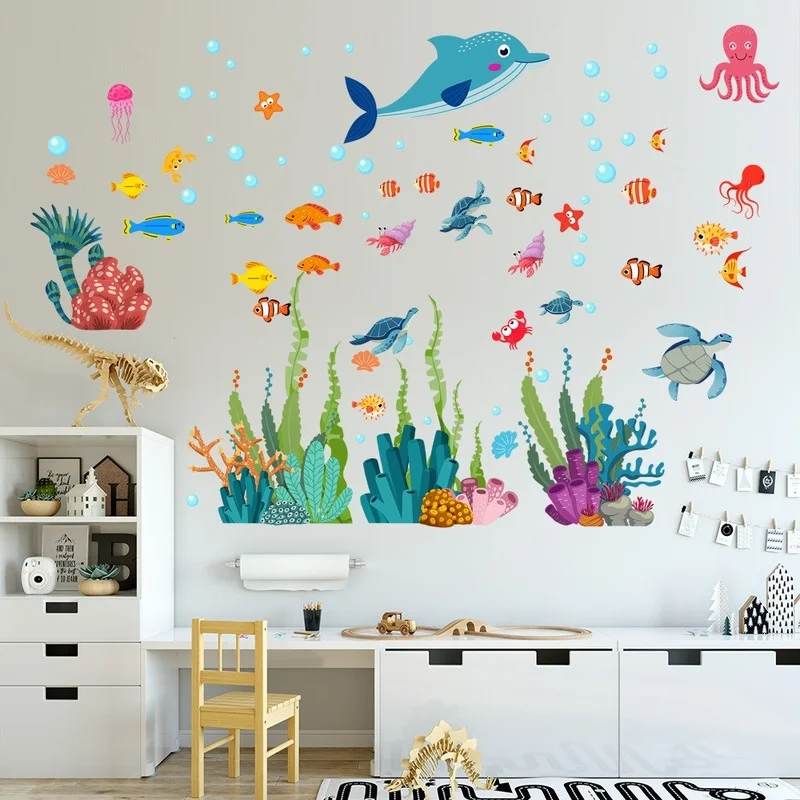 New Cartoon Underwater World Turtle Octopus Dolphin Wall Stickers Living Room Bedroom Kids Room Decoration Painting Home Decor
New Cartoon Underwater World Turtle Octopus Dolphin Wall Stickers Living Room Bedroom Kids Room Decoration Painting Home Decor