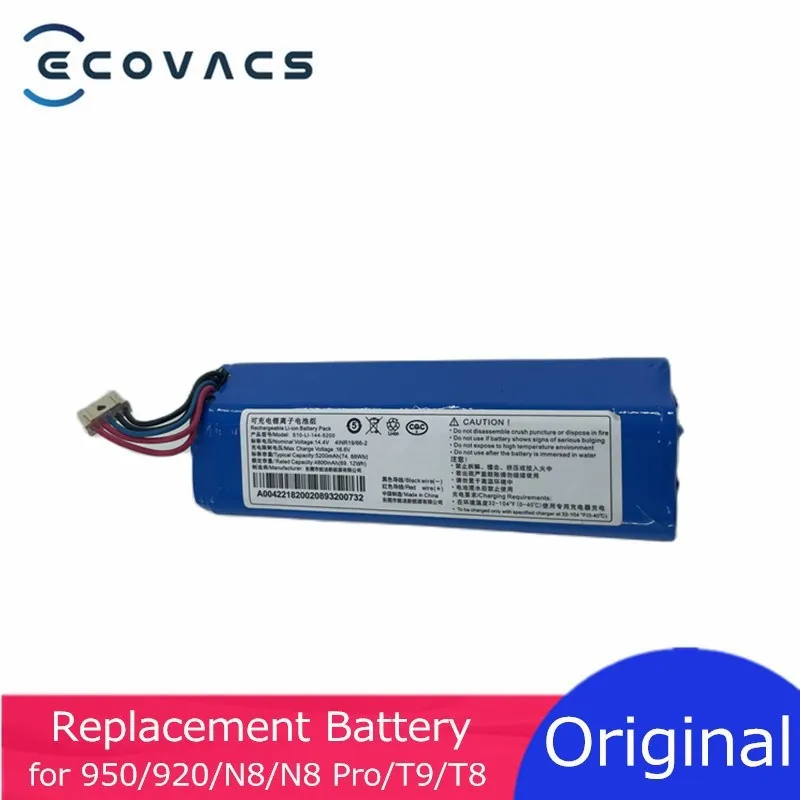 Оригинальная батарея для робота-пылесоса ECOVACS S10-LI-144-5200 5200 мАч, замена для T9 AIVI T9 AIVI plus OZMO 950 920
Оригинальная батарея для робота-пылесоса ECOVACS S10-LI-144-5200 5200 мАч, замена для T9 AIVI T9 AIVI plus OZMO 950 920