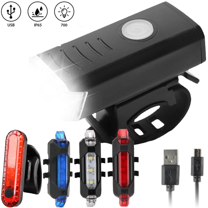 Bike Light Rainproof USB Rechargeable Bicycle Front Light Rear Tail Light Set Cycling Headlight LED 300mAh Flashlight Bikes Lamp
Bike Light Rainproof USB Rechargeable Bicycle Front Light Rear Tail Light Set Cycling Headlight LED 300mAh Flashlight Bikes Lamp