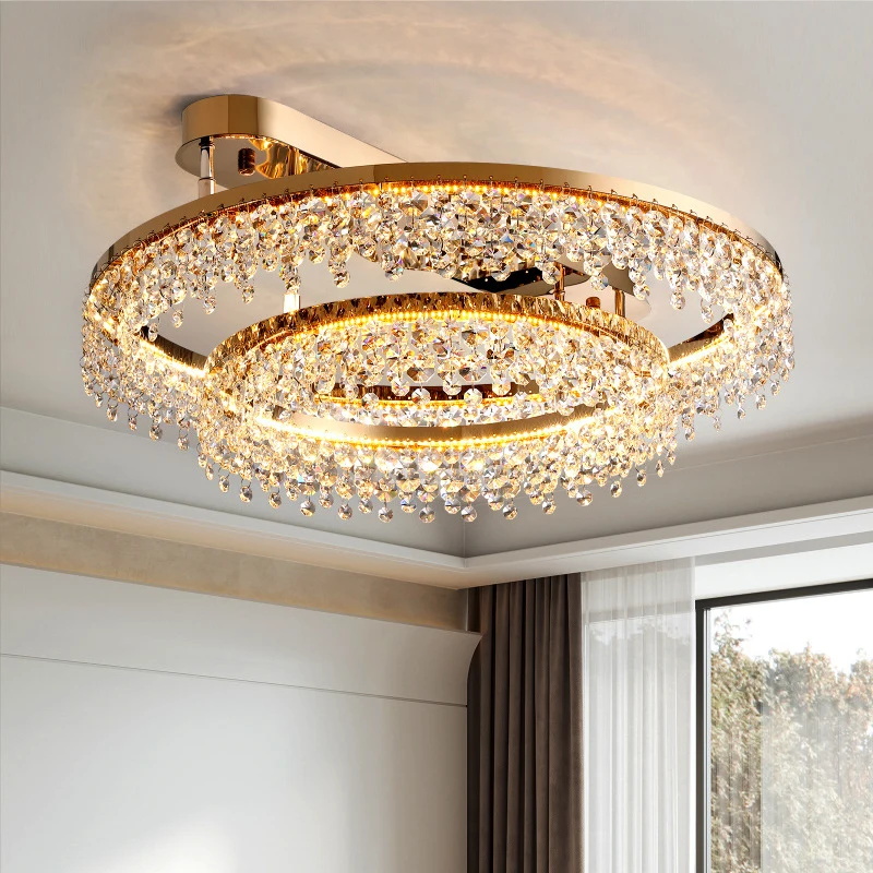 YOOGEE Round Golden Modern Crystal Ceiling Lamp with Dimmable LED Lights for Living Room Reading Room Bedroom Decoration
YOOGEE Round Golden Modern Crystal Ceiling Lamp with Dimmable LED Lights for Living Room Reading Room Bedroom Decoration