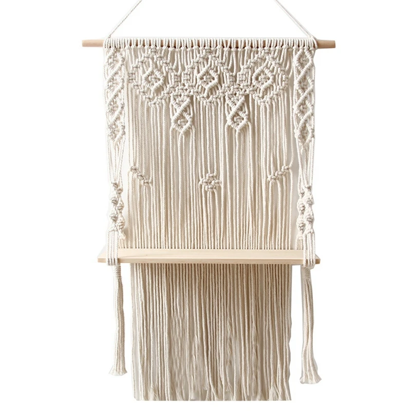 Handmade Tassel Macrame Wall Hanging Shelf Boho Cotton Rope Woven Tapestry Plant Hanger Wood Floating Shelf
Handmade Tassel Macrame Wall Hanging Shelf Boho Cotton Rope Woven Tapestry Plant Hanger Wood Floating Shelf