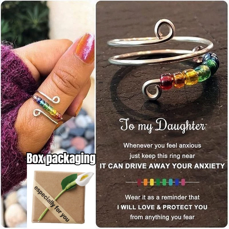 New Rainbow Bead Rotate Anti Stress Anxiety Ring for Women Adjsutable Spinner Fidget Ring Jewelry Party Gift Drop Shipping 1 Pcs
New Rainbow Bead Rotate Anti Stress Anxiety Ring for Women Adjsutable Spinner Fidget Ring Jewelry Party Gift Drop Shipping 1 Pcs