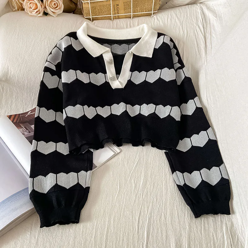 Women Fashion Streetwear Polo Collar Button Knitted Sweater Autumn Basic Cropped Pullover Exposed Navel Clothes Tops
Women Fashion Streetwear Polo Collar Button Knitted Sweater Autumn Basic Cropped Pullover Exposed Navel Clothes Tops