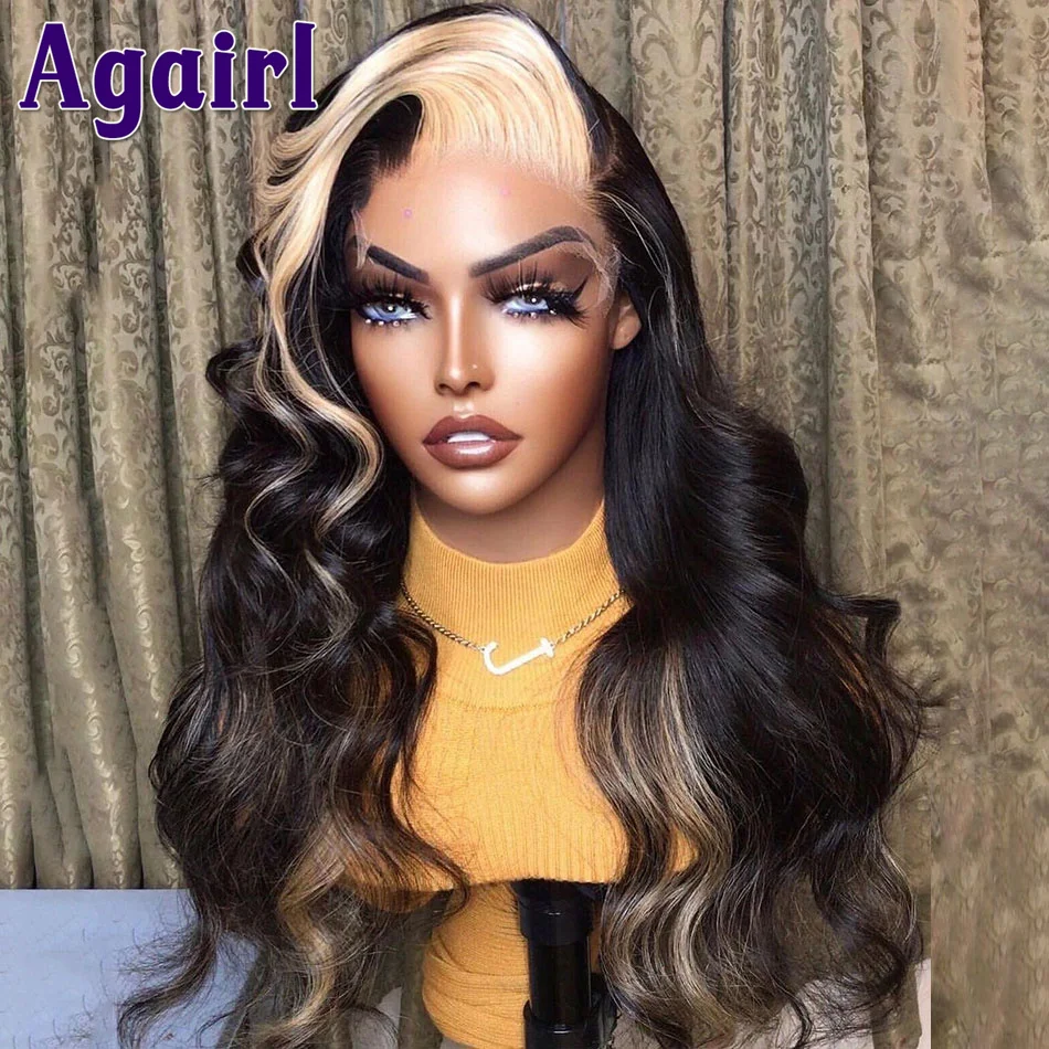 Highlight Blonde Body Wave Lace Frontal Wig Black Wig with Blonde Stripes Peruvian Lace Closure Human Hair Wigs For Black Women
Highlight Blonde Body Wave Lace Frontal Wig Black Wig with Blonde Stripes Peruvian Lace Closure Human Hair Wigs For Black Women
