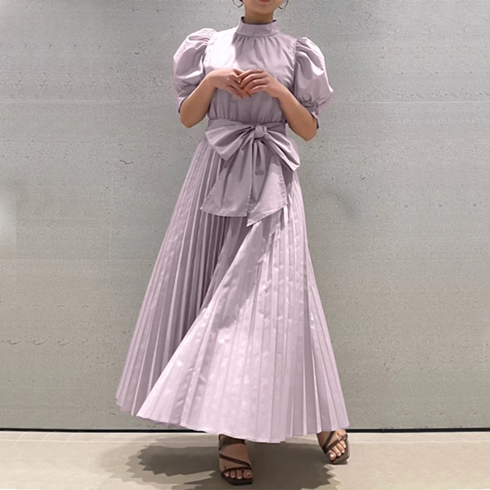 Women Long Maxi Dresses Summer 2022 Solid Color Korean Japanese Casual Elegant Fashion Bowknot Puff Sleeve Vintage Pleated Dress
Women Long Maxi Dresses Summer 2022 Solid Color Korean Japanese Casual Elegant Fashion Bowknot Puff Sleeve Vintage Pleated Dress