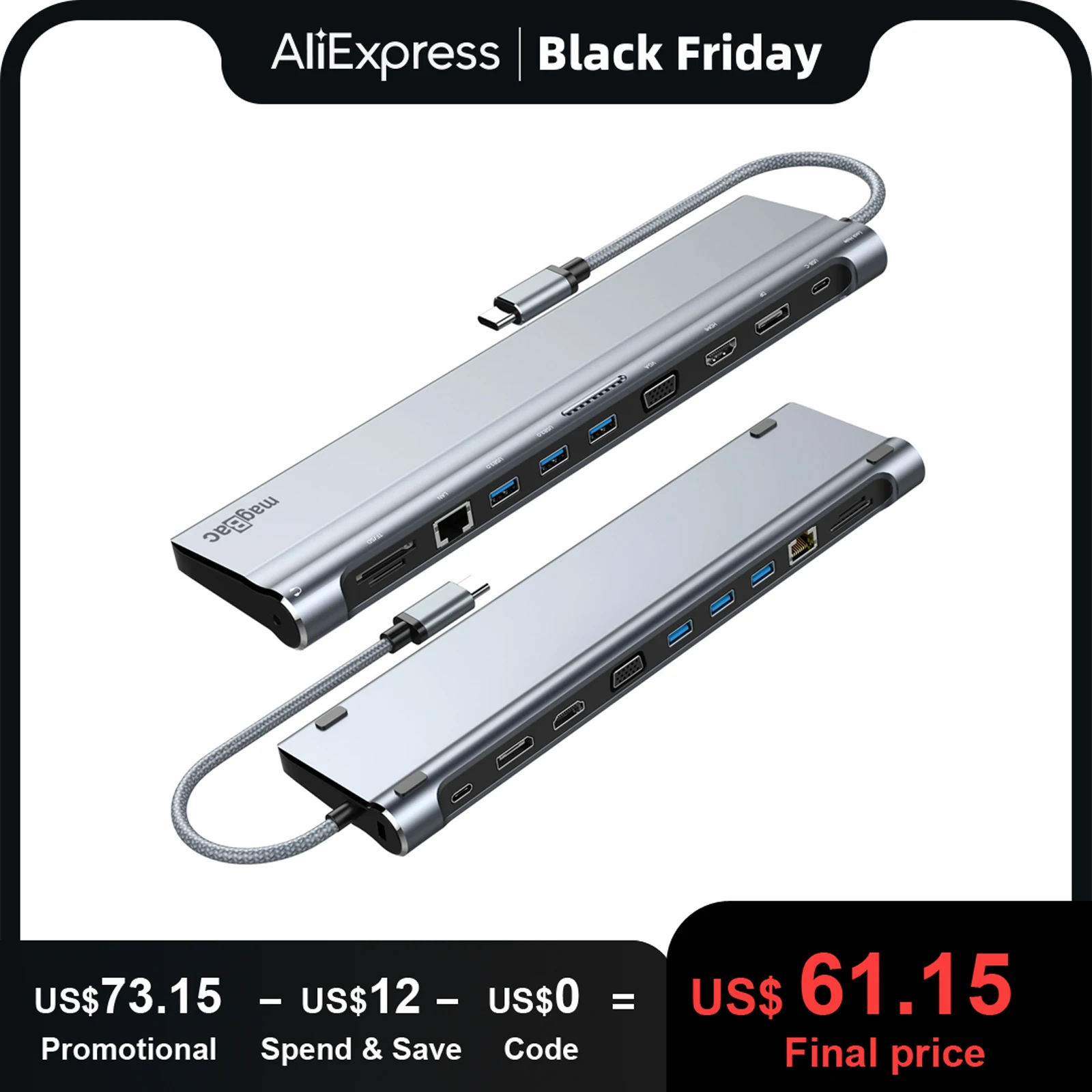 MagBac USB C Docking Station Triple Display Laptop Dock for Thunderbolt 4/3 Lenovo Dell ASUS HDMI DP VGA Ethernet SD TF PD 100W
MagBac USB C Docking Station Triple Display Laptop Dock for Thunderbolt 4/3 Lenovo Dell ASUS HDMI DP VGA Ethernet SD TF PD 100W