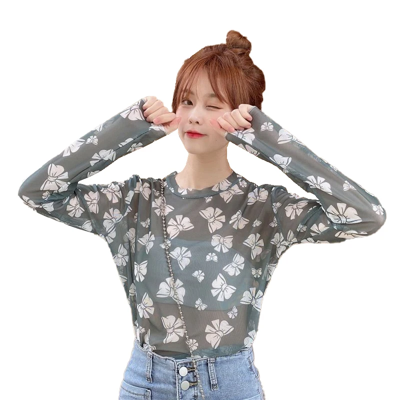 Bow Print Sun Proof Tops Summer Long Sleeve Mesh T-Shirt See Through Thin Cover Up Tees Sweet Girl Y2K Top Women Clothes
Bow Print Sun Proof Tops Summer Long Sleeve Mesh T-Shirt See Through Thin Cover Up Tees Sweet Girl Y2K Top Women Clothes