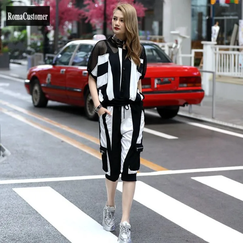 Womens Summer New Loose High Street Two Piece Set Stripe Short Sleeve T-Shirts Elastic Waist Calf-Length Pants Casual Sets
Womens Summer New Loose High Street Two Piece Set Stripe Short Sleeve T-Shirts Elastic Waist Calf-Length Pants Casual Sets