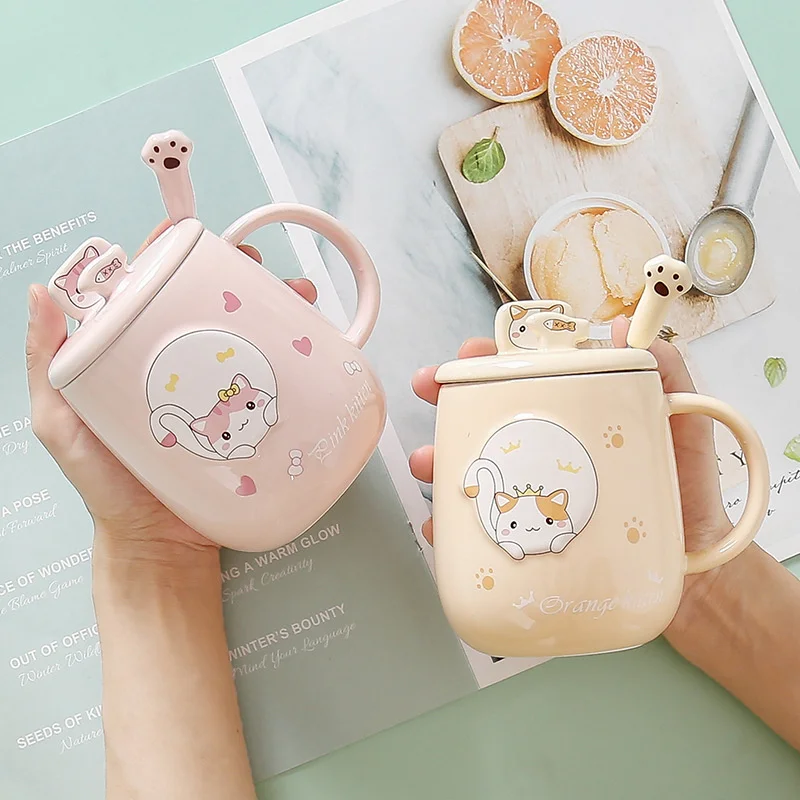 480ml Kawaii Cat Coffee Cup Ceramic Mugs Cute Creative Tea Milk Breakfast Water Cup With Lid Spoon Gift to Girlfriend Boyfriend
480ml Kawaii Cat Coffee Cup Ceramic Mugs Cute Creative Tea Milk Breakfast Water Cup With Lid Spoon Gift to Girlfriend Boyfriend
