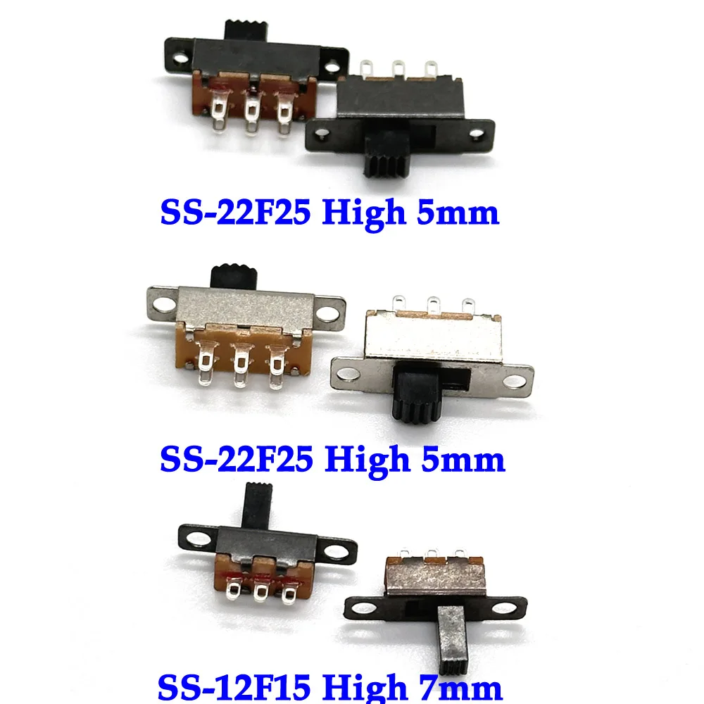 

10-30PCS Toggle Switch 2 Position 2 Pins 6 Pins With Fixed Hole Handle High 5mm 7MM DPDT 2P2T Panel Mount Slide Switch